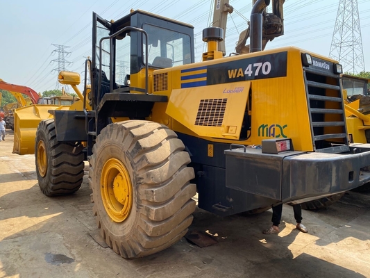 Εμπροσθές φορτιστή Komatsu WA470 τροχοφόρος φορτιστή για κατασκευές Χρησιμοποιείται 7TON ονομαστικό φορτίο