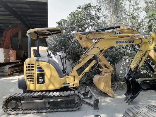 Αρχικό χρώμα Komatsu Pc35MR Μπουτίκ Χρησιμοποιούμενος εξορυκτής PC35 σε καλή κατάσταση