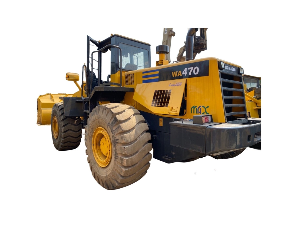 Εμπροσθές φορτιστή Komatsu WA470 τροχοφόρος φορτιστή για κατασκευές Χρησιμοποιείται 7TON ονομαστικό φορτίο